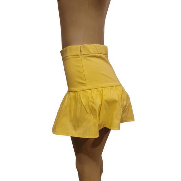 ZARA Yellow Drop Waist Ruffle Women's Short Mini Skort Skirt Size M #H - Picture 3 of 9